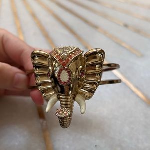 Vintage Betsey Johnson elephant gold and jewel bracelet